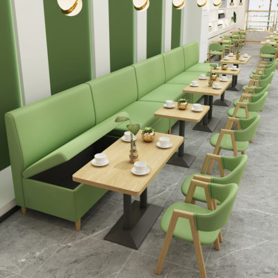 靠墙咖啡厅桌椅组合餐饮卡座沙发