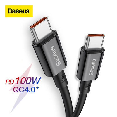 Baseus 100W USB C to USB Type C Cable适用于MacBook Pro充电线一加闪充器超级快充66W5A6A小米手机安卓