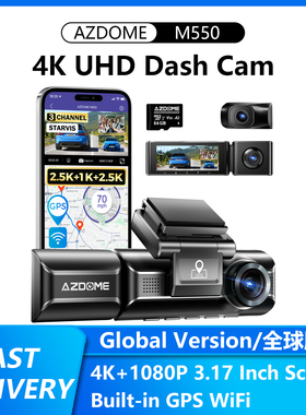 AZDOME 4K DashCam M550 Built-in GPS WiFi 24H Parking Monitor