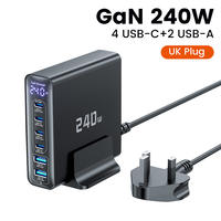 toocki 240W GaN USB C Charger 6 Ports Adapter is suitable for iPhone laptops, Hong Kong and Macao versions, UK and Korean versions, EU and European standard desktop chargers thumbnail 2