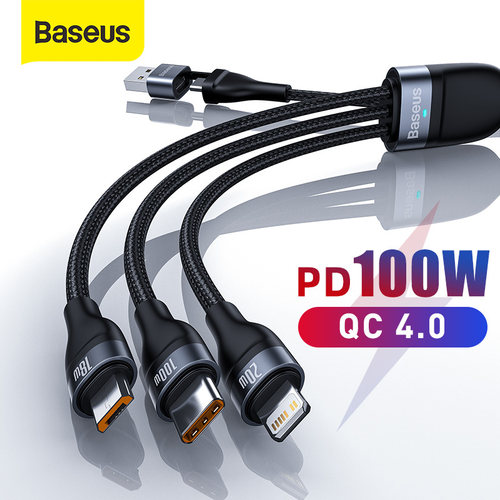 BASEUS二拖三100W数据线