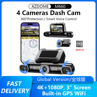 24H M660 Cam Built Cameras AZDOME Parking GPS WiFi Dash