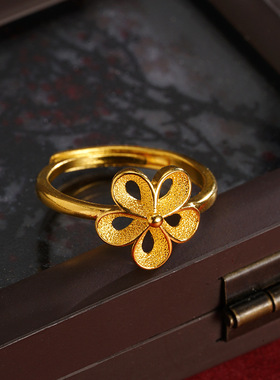 ins戒指女款小众轻奢简约花瓣小花朵新中式可调节戒指女久不掉色