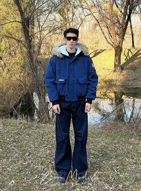 ZH25冬季实拍美式街潮高街个性宽松连帽棉服外套加厚保暖棉袄男女