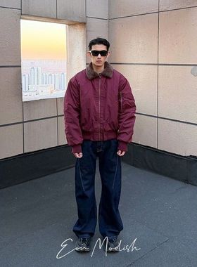 ZH25冬季New实拍美式街潮毛领飞行员棉服外套加厚保暖棉袄男女