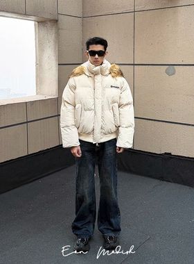 ZH25冬季实拍可拆卸连帽毛领棉服外套加厚保暖面包服男女短款