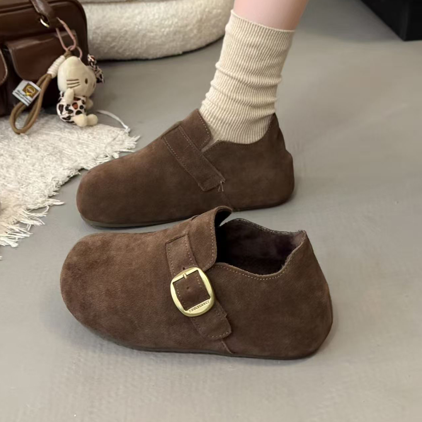 卡皮巴拉真皮勃肯鞋女棉鞋内增高