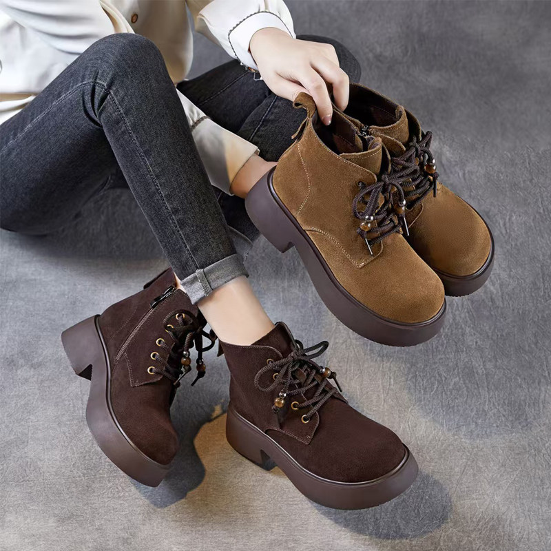 2025新款马丁靴女松糕厚底女短靴磨砂皮英伦切尔西靴女复古女单靴,女鞋,马丁靴,淘宝优惠券,粉丝福利购,淘宝优惠卷