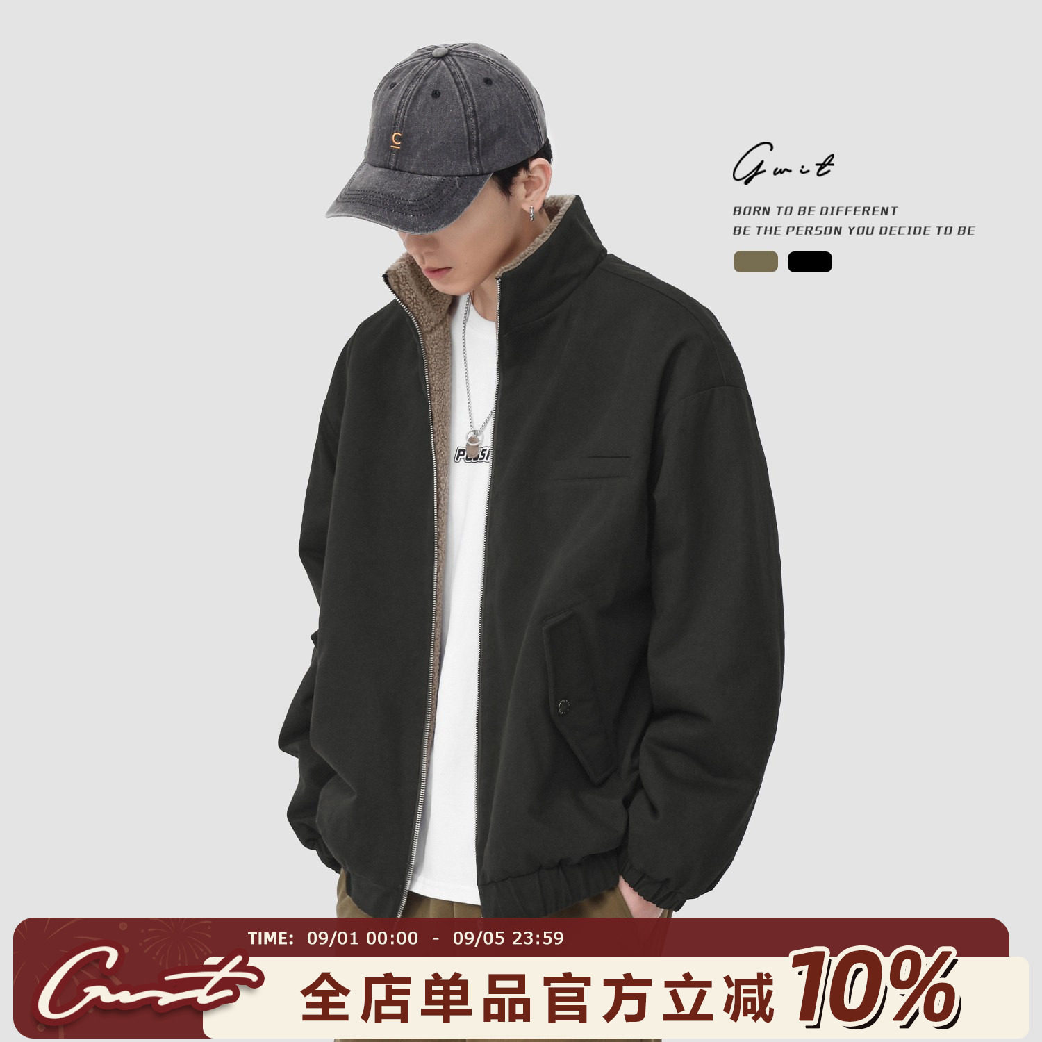 GWIT加厚冬季保暖羊羔毛工装外套图片