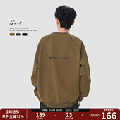 GWIT 加绒加厚圆领卫衣男 复古保暖打底上衣套头衫 冬季 重磅美式