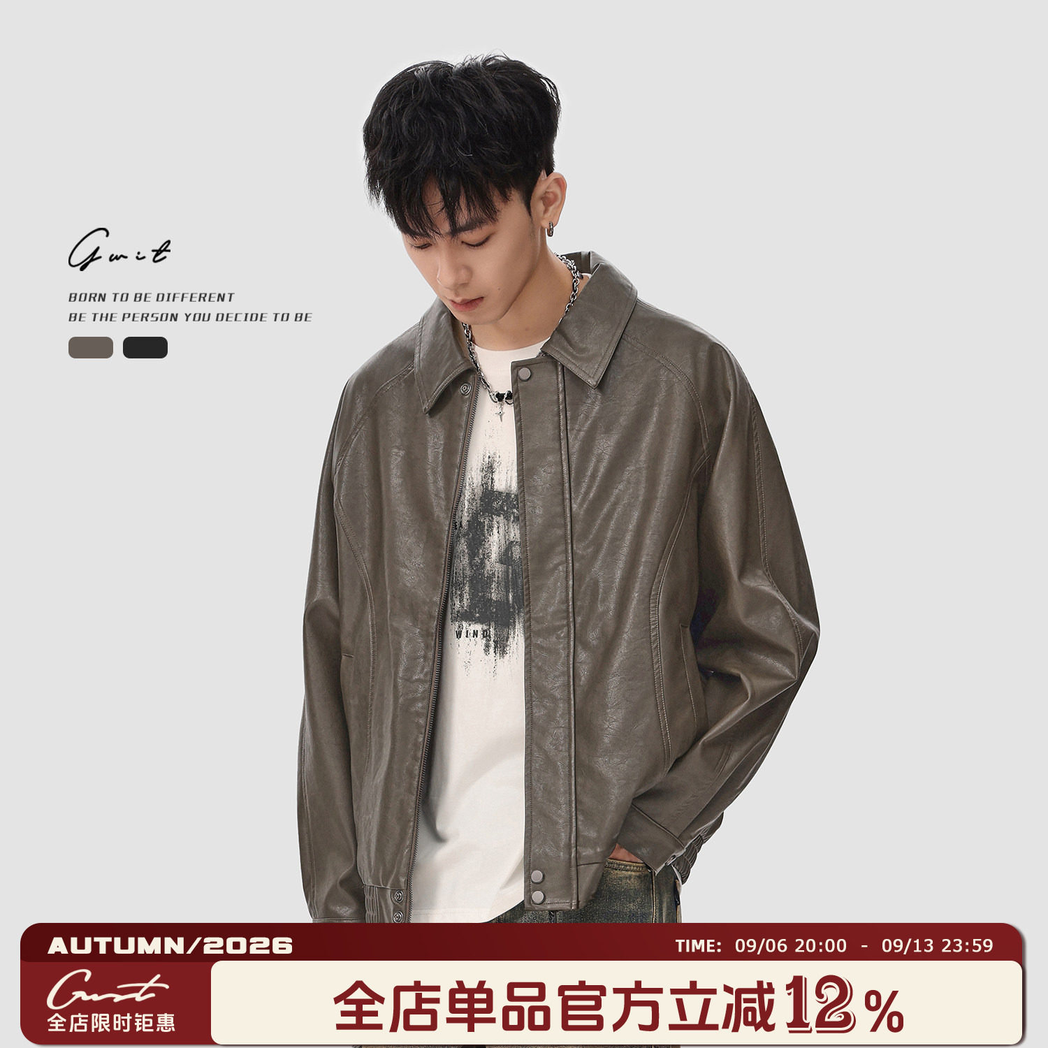 GWIT美式复古软质皮衣图片