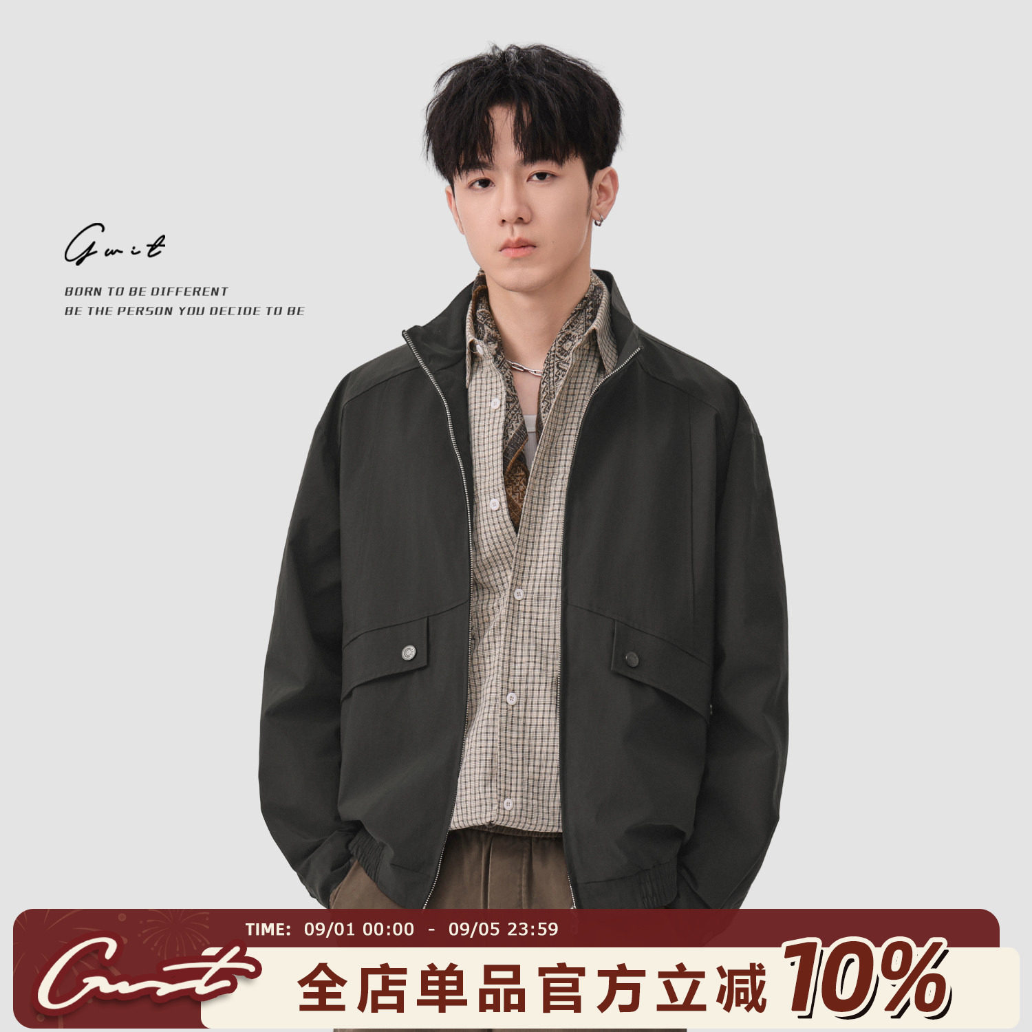 GWIT短款休闲夹克男款上衣外套图片