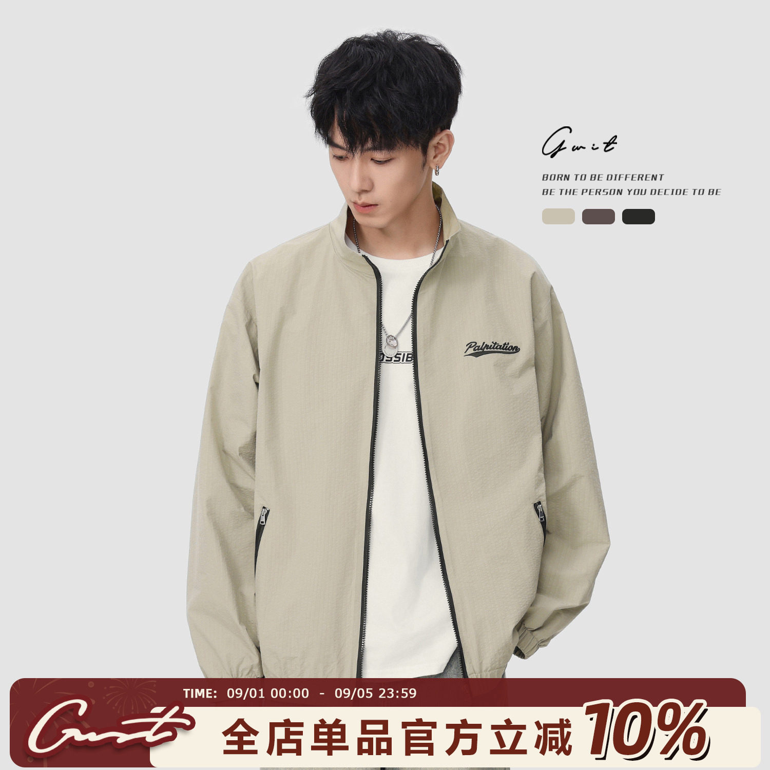 GWIT 美式复古硬壳教练夹克春秋棒球服短款休闲上衣工装外套男士图片