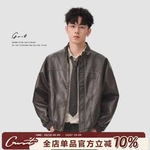 GWIT80s美式Vintage硬汉风皮衣