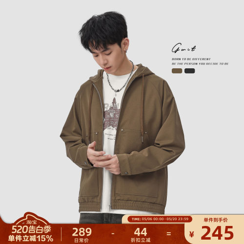 GWIT春秋工装夹克上衣连帽外套男