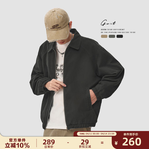 GWIT翻领工装外套男休闲夹克