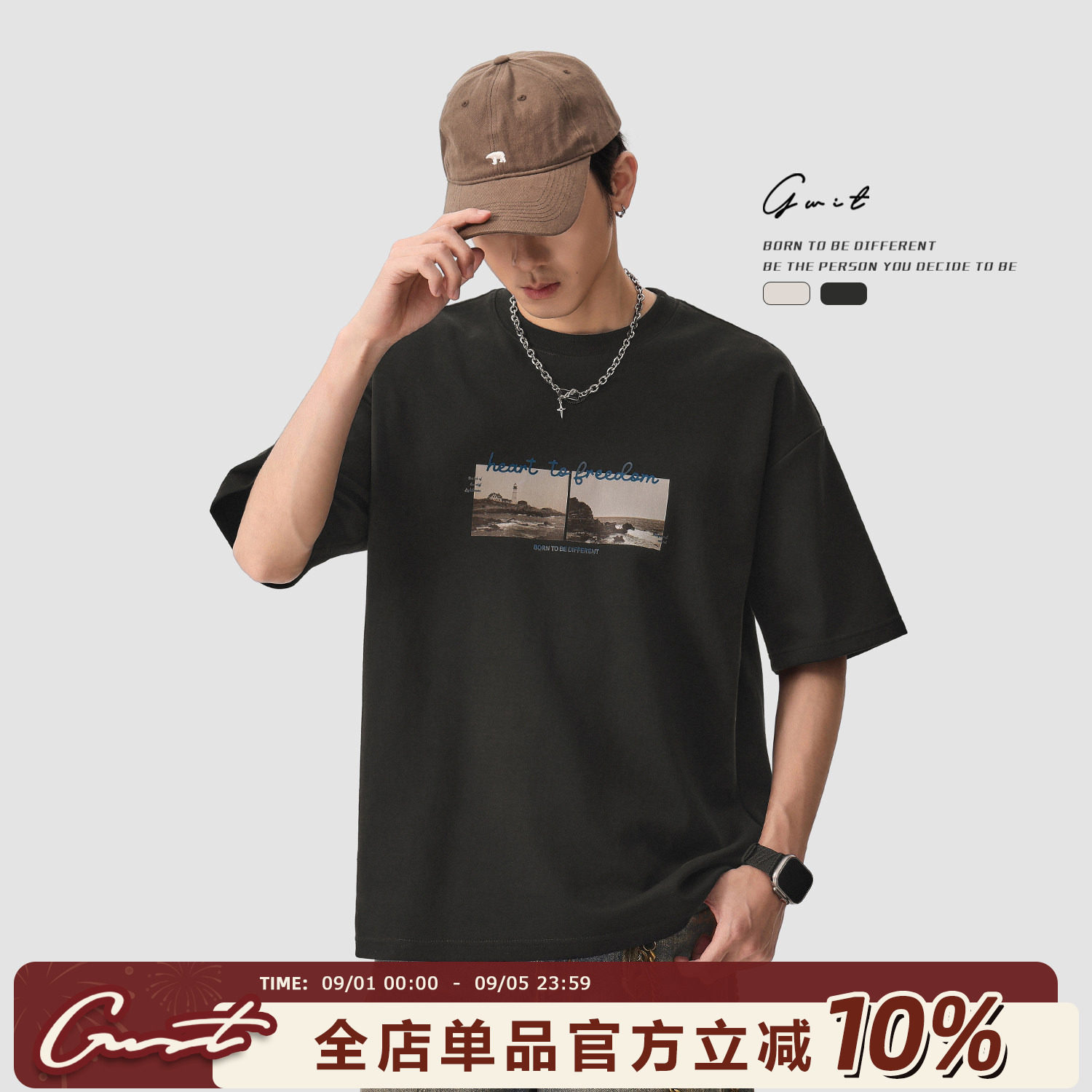 GWIT半袖夏季廓形短袖T恤图片