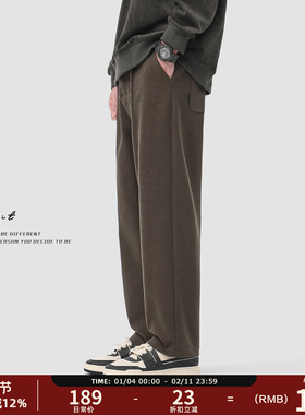 GWIT 冬季重磅加厚美拉德毛呢小西裤直筒长裤潮牌休闲裤男呢子裤