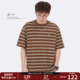 夏季 新款 宽松潮流日系体恤半袖 GWIT 撞色条纹潮牌情侣短袖 T恤男