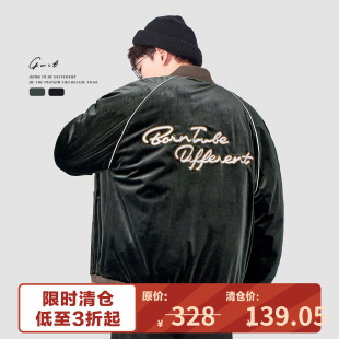 美式 冬季 霜花丝绒 复古棉衣棒球服外套加厚棉服男 福利清仓