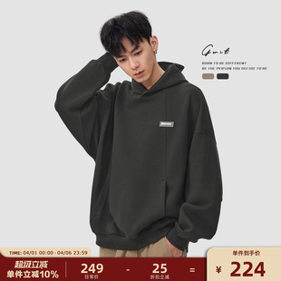 松弛感上衣春秋运动帽衫 连帽卫衣男廓形解构高级感 设计师款 GWIT