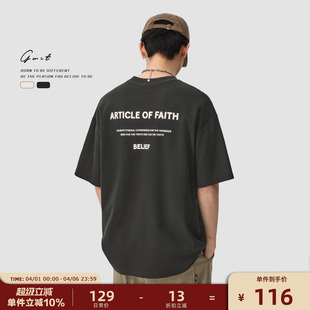 经典 GWIT 高街印花 T恤男美式 潮牌廓形百搭短袖 重磅长绒棉半袖 夏季