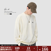 上衣套头衫 GWIT 休闲保暖打底衫 重磅美式 加绒加厚圆领卫衣男 冬季