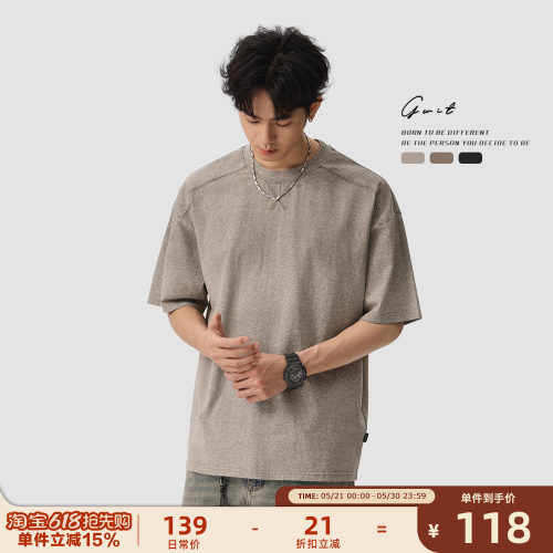 美式重工吊染做旧夏季短袖T恤