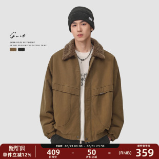 外套男 保暖棉服加厚羊羔毛工装 GWIT 美拉德复古Vintage夹克冬季