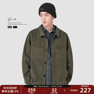休闲潮流夹克上衣做旧工装 复古cargo重磅春秋新款 外套男 美式 GWIT