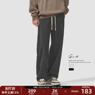 春秋阔腿休闲运动裤 GWIT 毛边设计cleanfit高街卫裤 经典 男 美式
