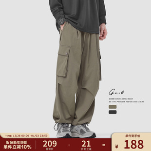 抽绳束脚休闲裤 GWIT 大口袋伞兵裤 复古垂感登山户外工装 男 美式