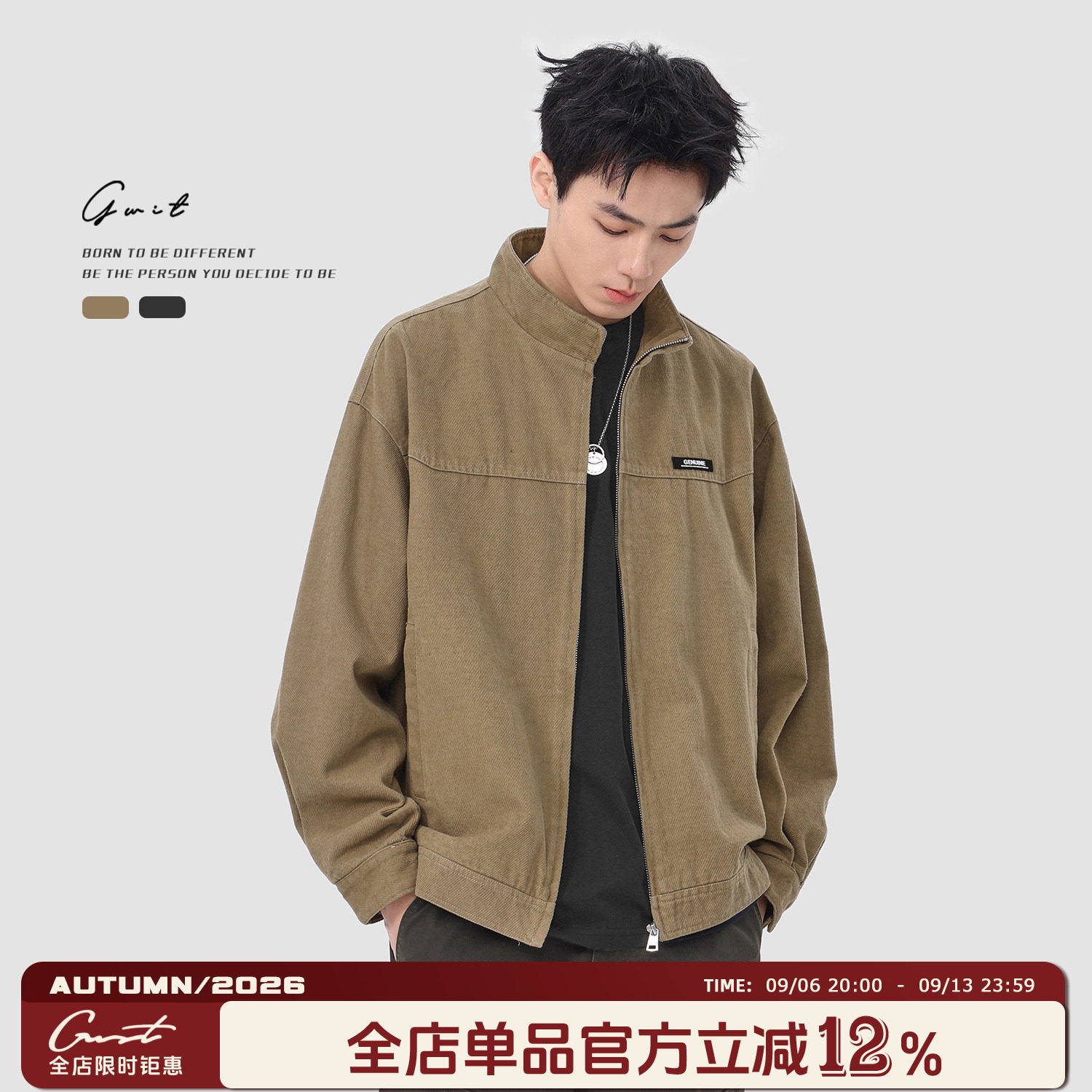 GWIT复古水洗做旧休闲工装外套图片