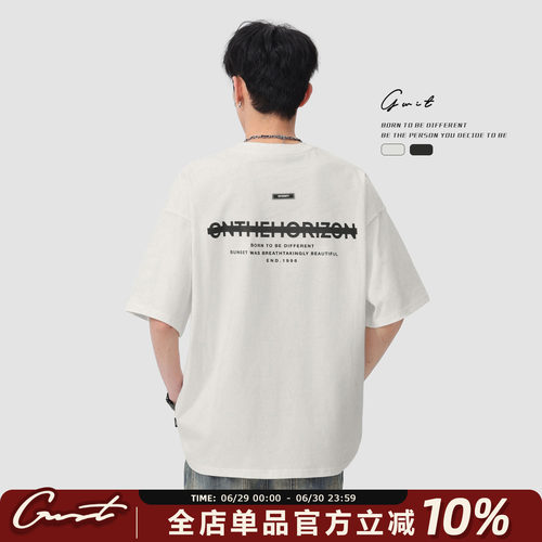 GWIT重磅印花夏季纯棉短袖T恤男
