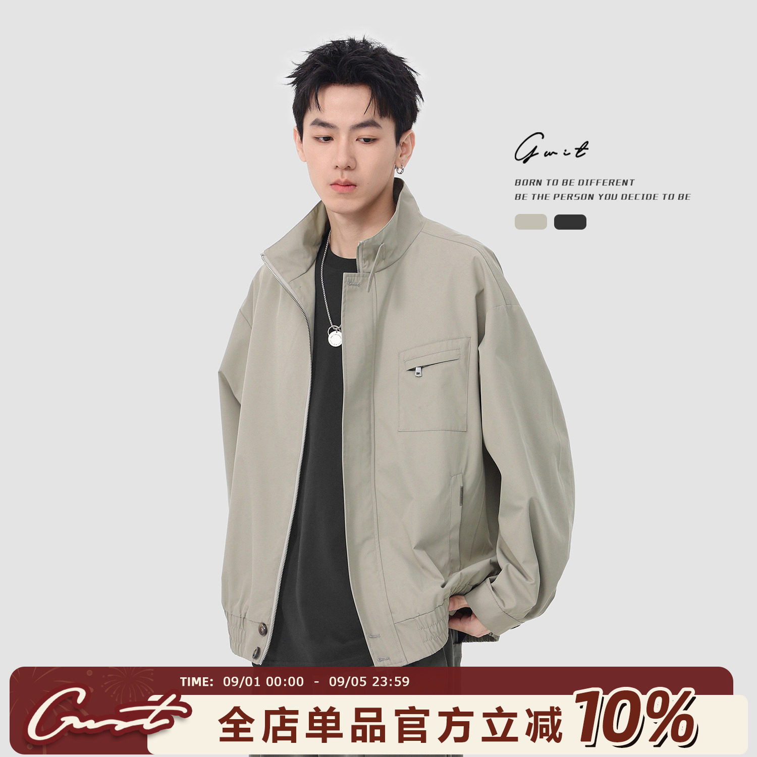 GWIT 美式复古cleanfit春秋棒球服短款休闲夹克上衣工装外套男士图片