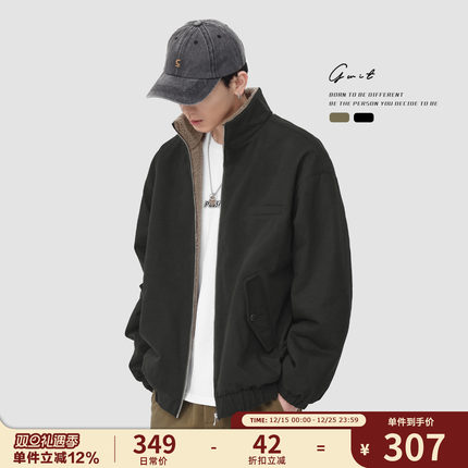 GWIT 美式复古cleanfit冬季加厚保暖夹克潮牌羊羔毛工装外套男