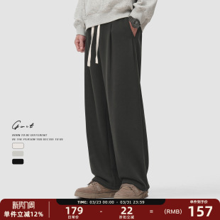 三色加绒经典 重磅加厚保暖运动休闲裤 款 冬季 男 垂感阔腿卫裤 GWIT