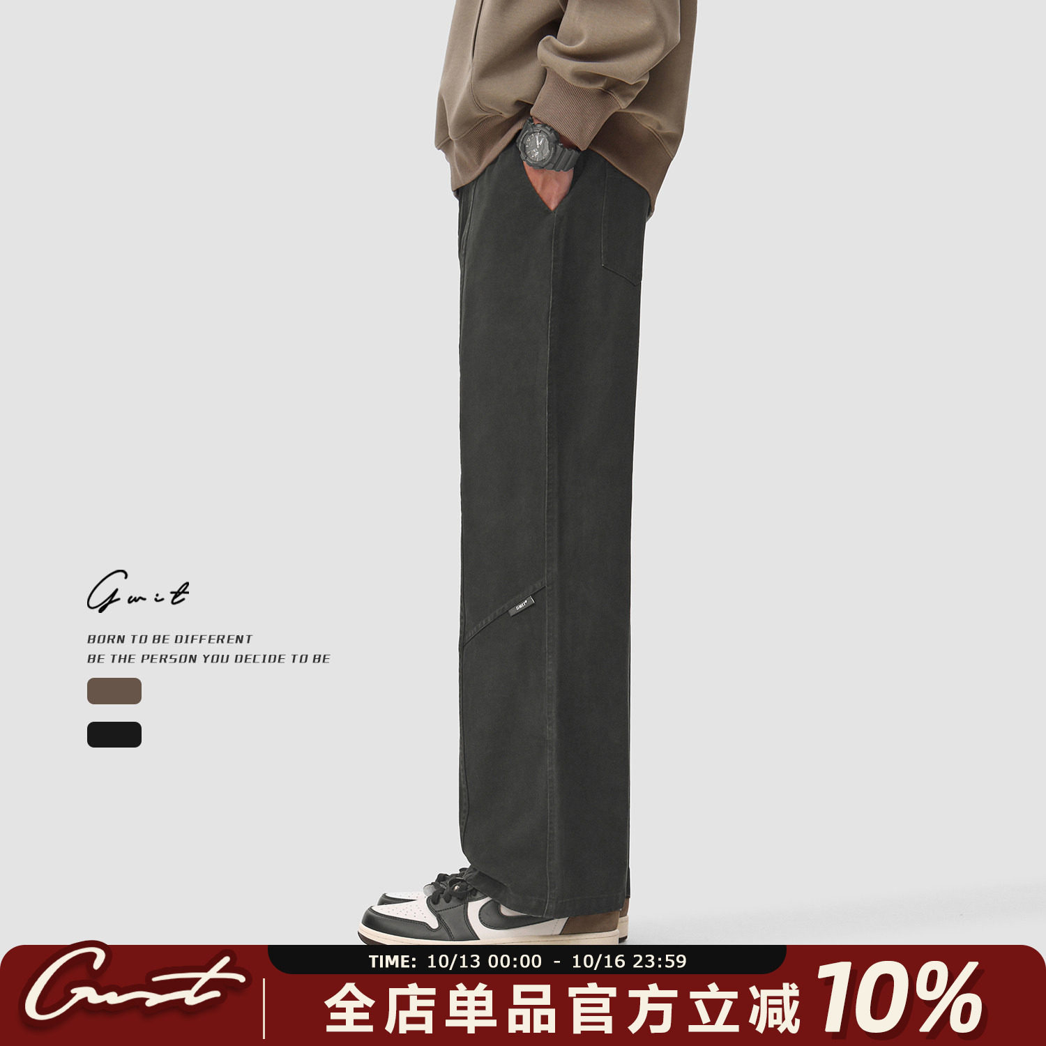 GWIT 美式cargo重工水洗做旧工装裤春秋Vintage复古高街休闲裤男