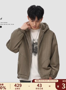 GWIT 美拉德Vintage加绒夹克冬季保暖棉服座山雕加厚连帽外套男