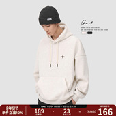 基础款 潮牌刺绣冬季 保暖套头打底衫 GWIT 帽衫 加绒加厚连帽卫衣男