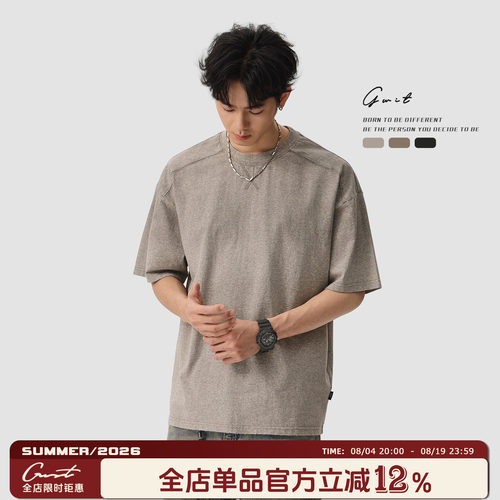美式重工吊染做旧夏季短袖T恤