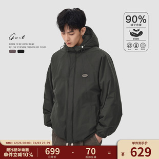 GWIT 保暖外套夹克加厚连帽羽绒服男 90绒硬壳解构户外三防冬季
