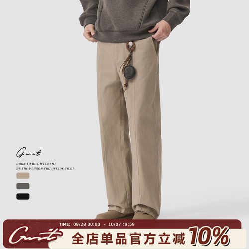 GWITPatina擦色做旧微喇工装裤