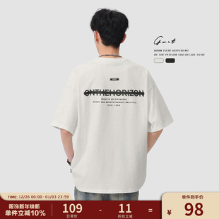 潮牌纯棉短袖 GWIT 痞帅半袖 街头复古印花体恤夏季 T恤男 重磅美式