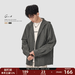 衬衣cleanfit轻熟高智感 外套男上衣长袖 GWIT 复古廓形格子衬衫