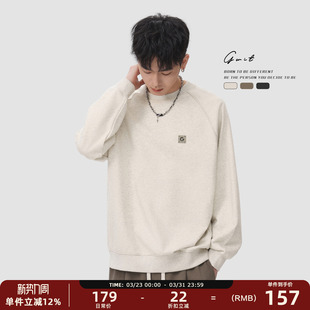 套头纯色内搭潮牌长袖 休闲春秋上衣打底衫 圆领卫衣男 美式 GWIT