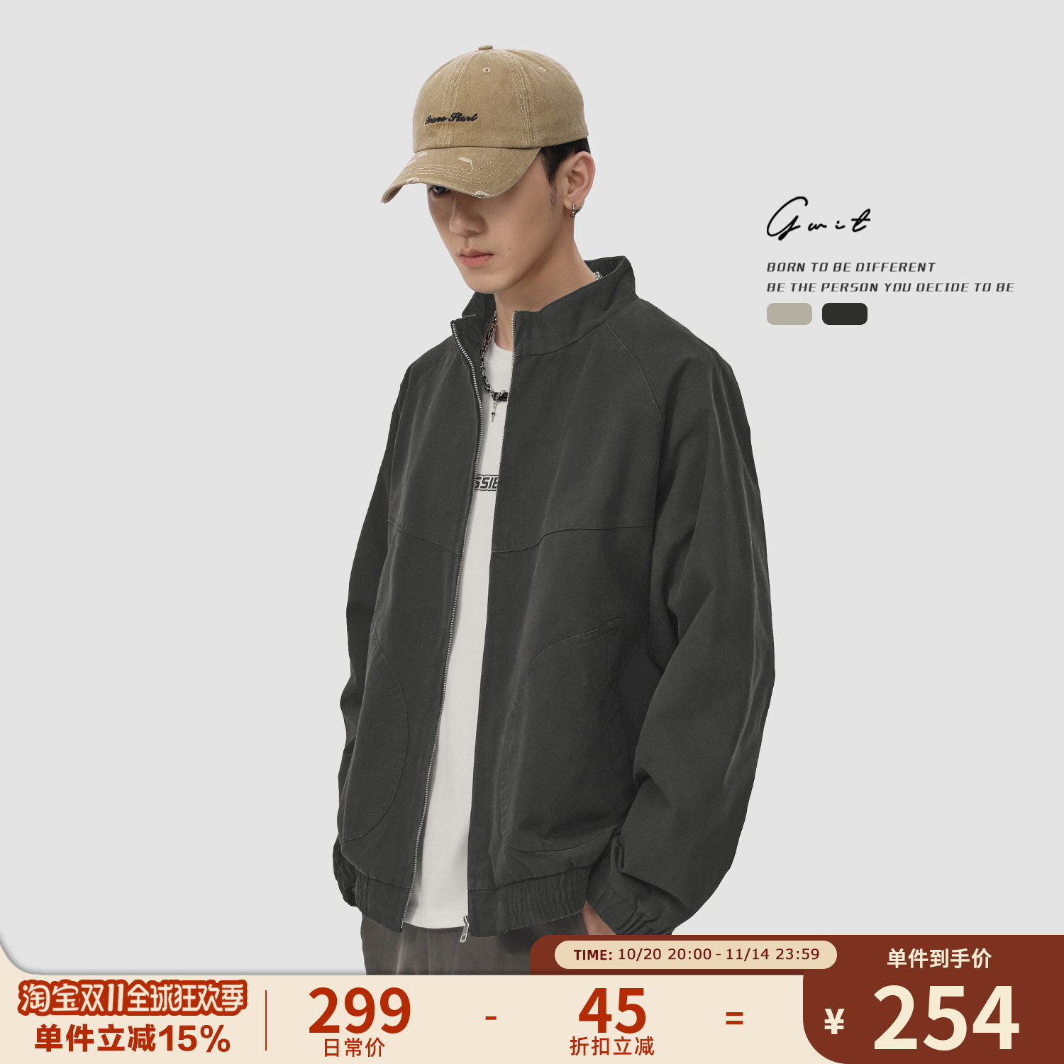 GWIT美式重工水洗做旧工装夹克