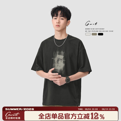 GWIT复古体恤半袖纯棉短袖T恤男
