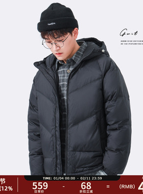 GWIT 90绒Pertex 冬季新款宽松短款潮流外套保暖加厚连帽羽绒服男