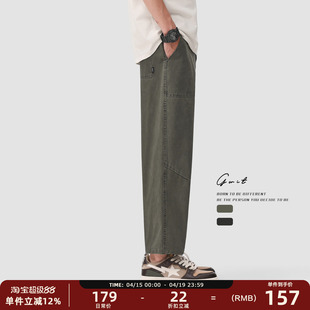 GWIT 重工水洗做旧夏季工装裤男休闲九分裤Vintage美式复古Cargo